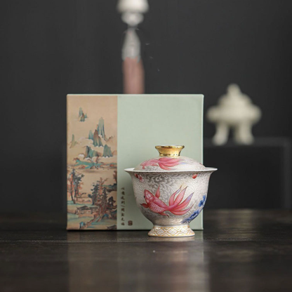 Fish Sliver Flowers Gaiwan - Perfect for Gaiwan Tea Sets - HeritEdge｜Cultural Craft Gifts Boutique