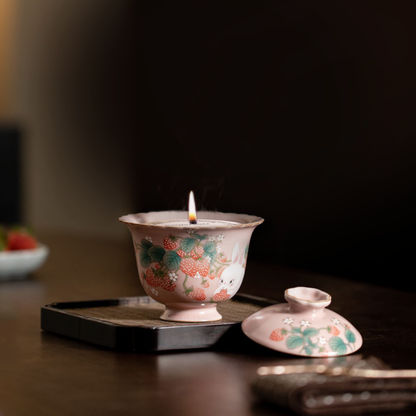 Strawberry Rabbit Incense Burner - Perfect for Gaiwan Tea Sets and Aromatherapy - HeritEdge｜Cultural Craft Gifts Boutique