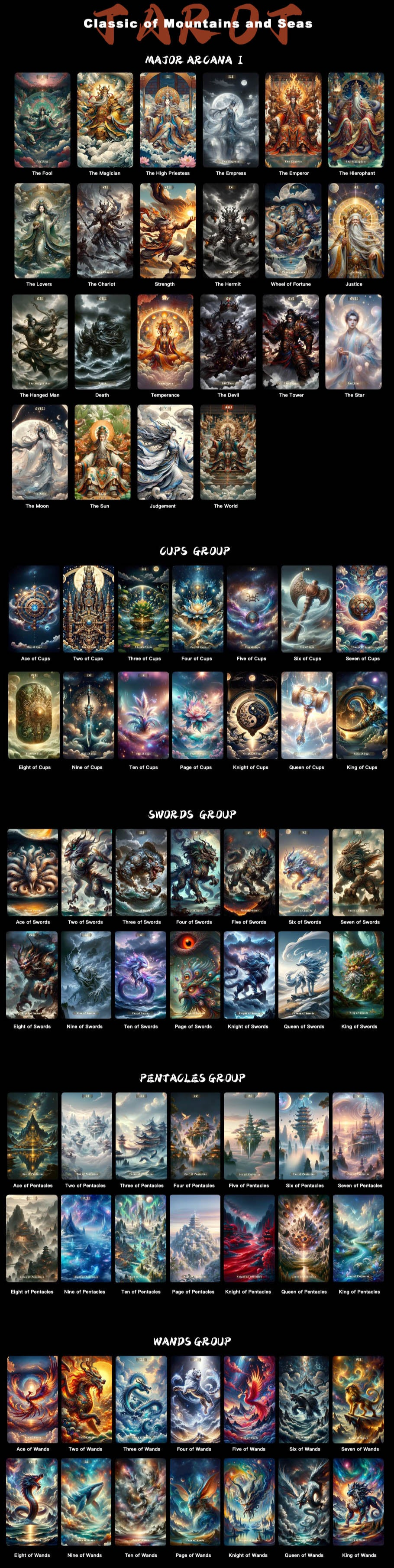 The Classic Mountains and Seas Tarot Deck inspired by Shan Hai Jing