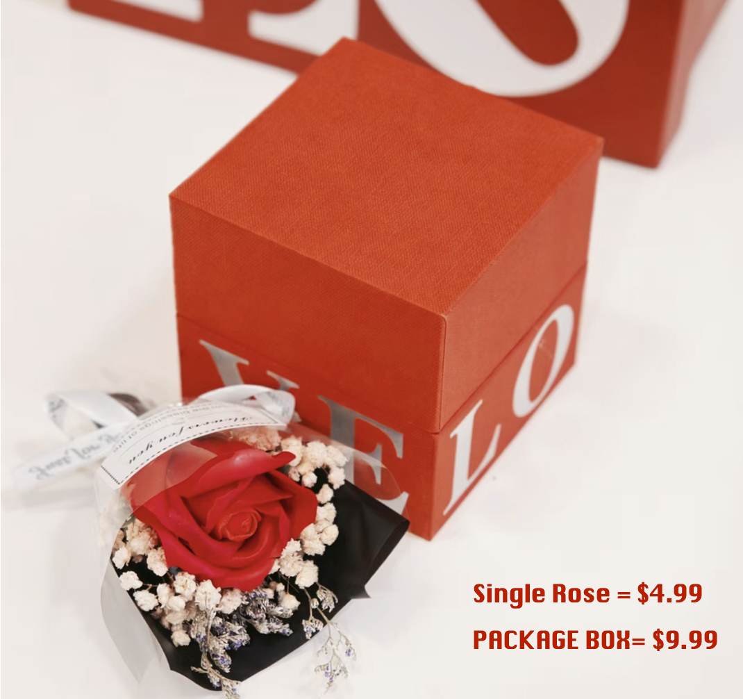 Single preserved rose in a box, no ring, perfect gift for romantic gestures