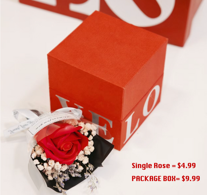 Single preserved rose in a box, no ring, perfect gift for romantic gestures