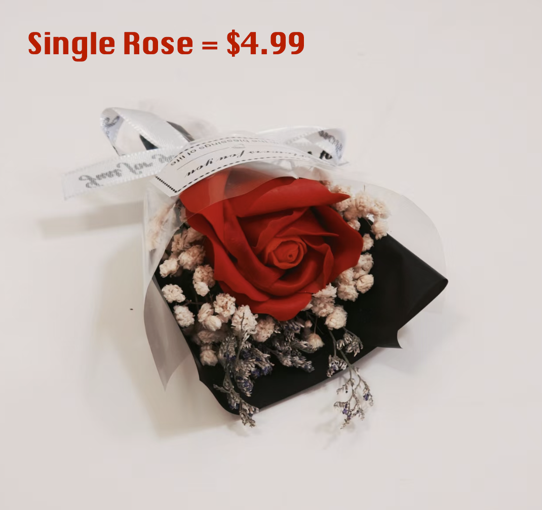 Single preserved rose without box and ring, perfect for minimalist gifts